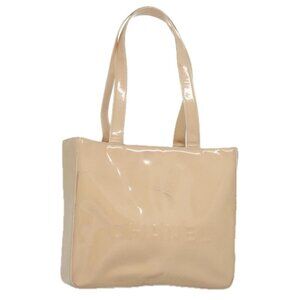 CHANEL Tote Bag Enamel Beige Gold CC